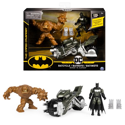 Batman 4-Inch Batcyle with Batman & Clayface Figures